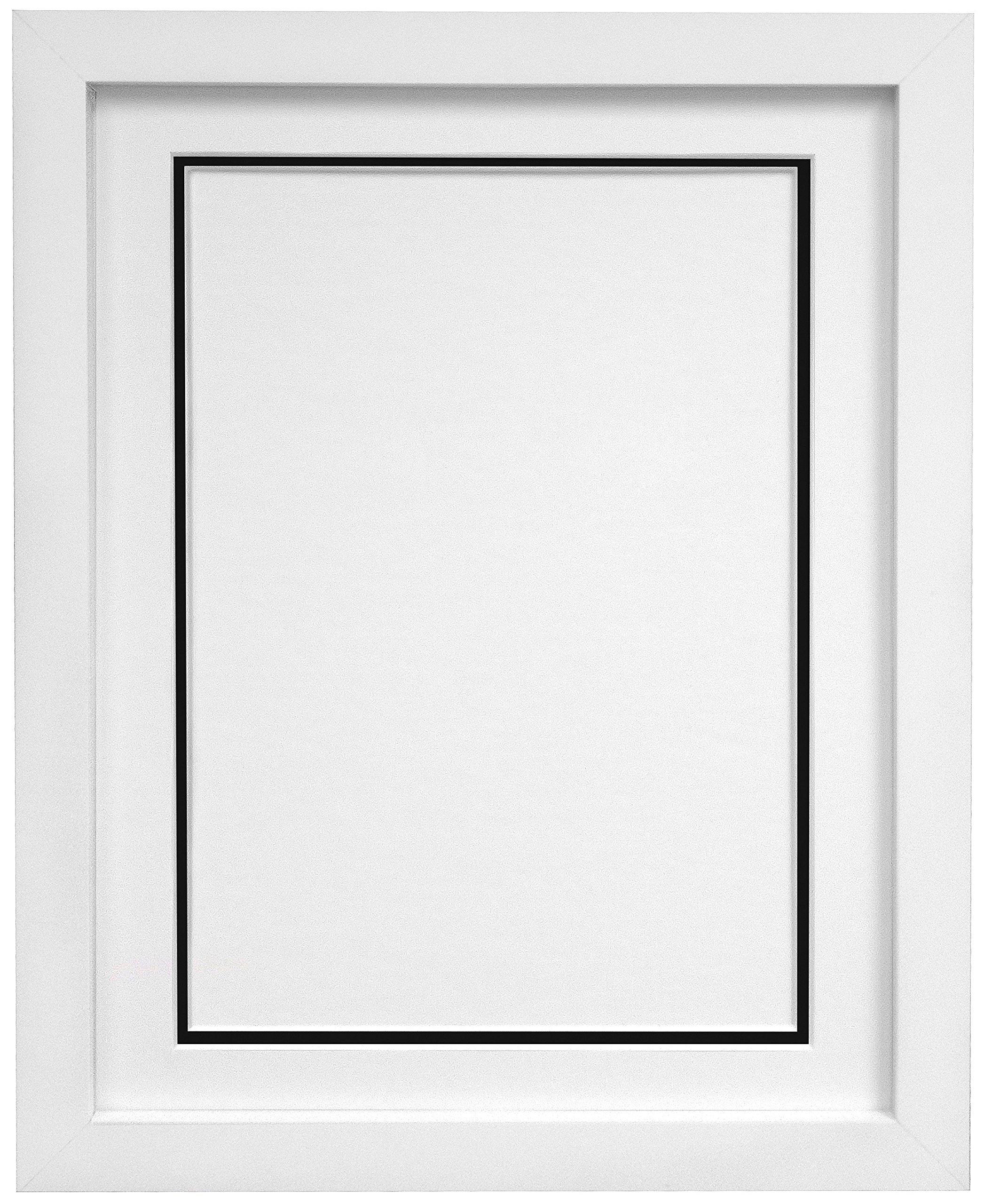 H7 White Picture Photo Frame With White and Black Double Mount 24 x 18 Image Size 18 x 12 Inch (Plastic Glass) - 1