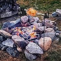 Vista 5 de Onlyfire sistema de parrilla rotativo, sin cables, de poste doble, de fuego abierto, con varilla de asado de 38 pulgadas