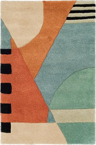 Miniatura 20 de SAFAVIEH Rodeo Drive Collection - Alfombra cuadrada de 4 pies, color dorado, hecha a mano de lana abstracta moderna de mediados de siglo, ideal para