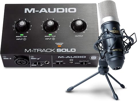 M-Audio Recording, Streaming and Podcasting Bundle   M-Track Solo USB Audio Interface and Marantz MPM-1000 Condenser Microphone