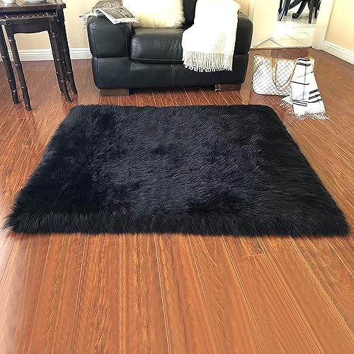 Miniatura 2 de LAMBZY Colección Lena - Alfombra rectangular de piel de oveja sintética, súper suave, hipoalergénica, de pelo de felpa de primera calidad (12 x 15