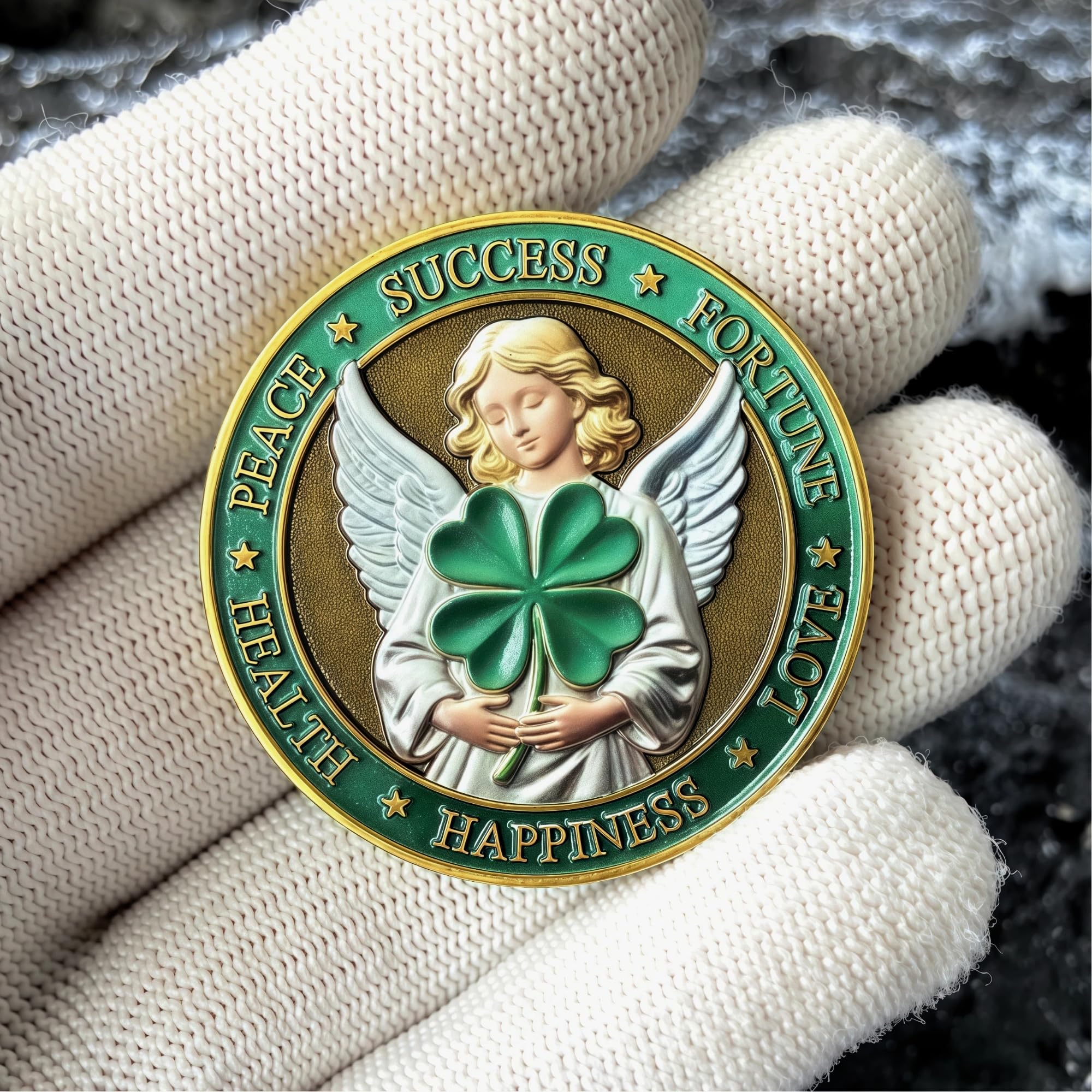 Amazon.com: Good Luck Coin with Elephant, 4-Leaf Clover & 777