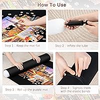 Vista 4 de Becko US Tapete de rompecabezas de 2000 piezas enrollable con bomba negra y bolsa de almacenamiento con cordón, alfombrilla de fieltro negro para un