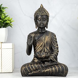 Heeran Art Polystone Home Decor Decoration Buddha Idol Statue Showpiece Gift Gifting Item-A_GOL-DB2-(21)