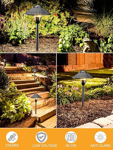 Miniatura 7 de ZUCKEO Luces LED de camino de iluminación de paisaje de bajo voltaje, luces de camino de paisaje de 5 W, 3000 K, blanco cálido, 12-24 V, luz de