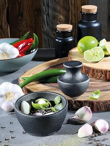 Miniatura 2 de Zassenhaus Manu - Mortero y mortero de hierro fundido, 4" x 3", negro