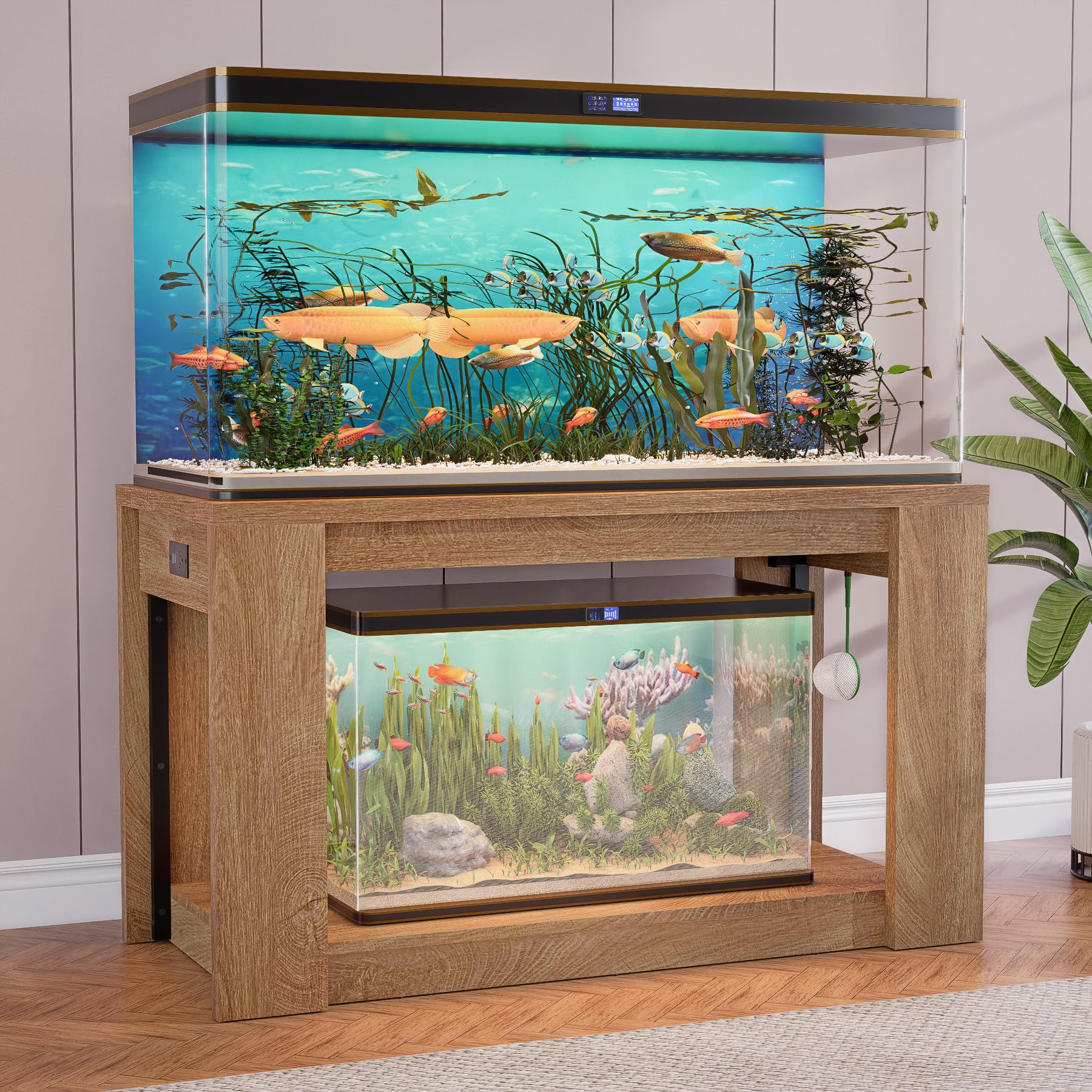 FUXJUM Farmhouse 75-120 Gallon Aquarium Stand