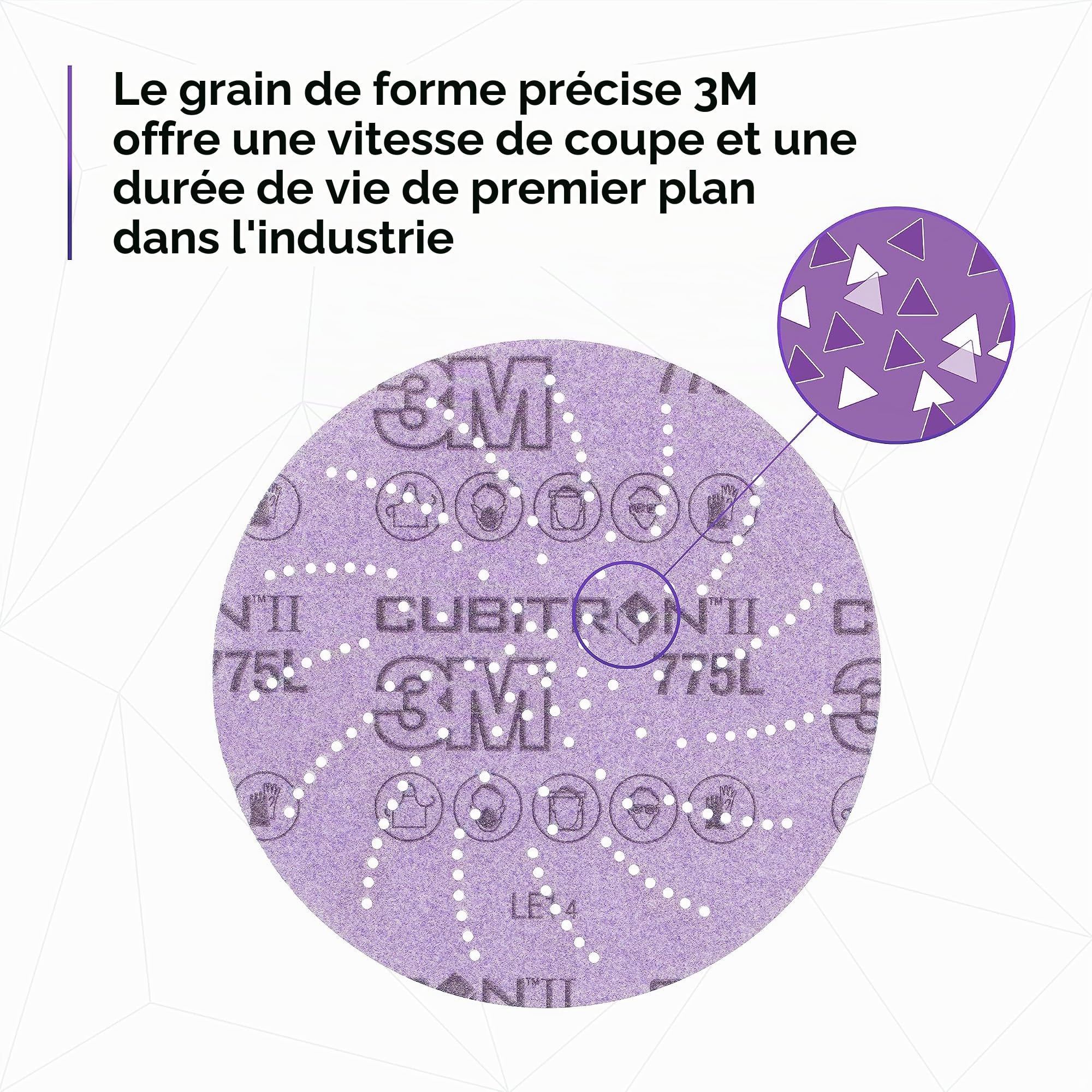 3M Xtract Cubitron II Disque film ponçage propre 775L, 127 mm, 180+ | 50 Disques par paquet