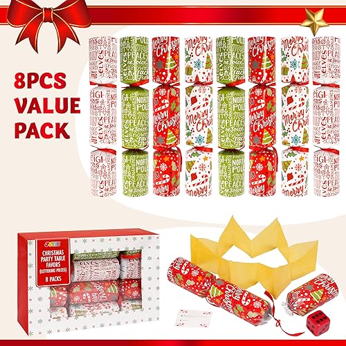 Miniatura 2 de JOYIN Paquete de 8 recuerdos de fiesta de Navidad sin broches de letras, recuerdos de mesa de fiesta con suministros de fiesta para niños y adultos,
