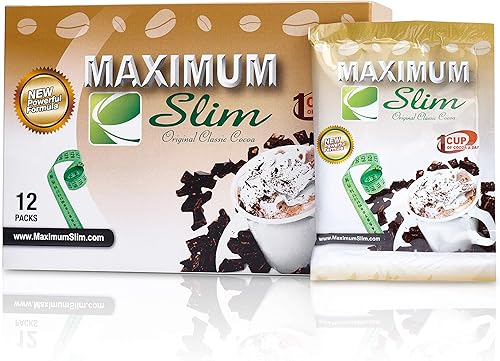 Maximum Slim Cacao instantáneo de primera calidad, cremosa, deliciosa fórmula 4 en 1 con extractos de hierbas naturales para energía y vitalidad,