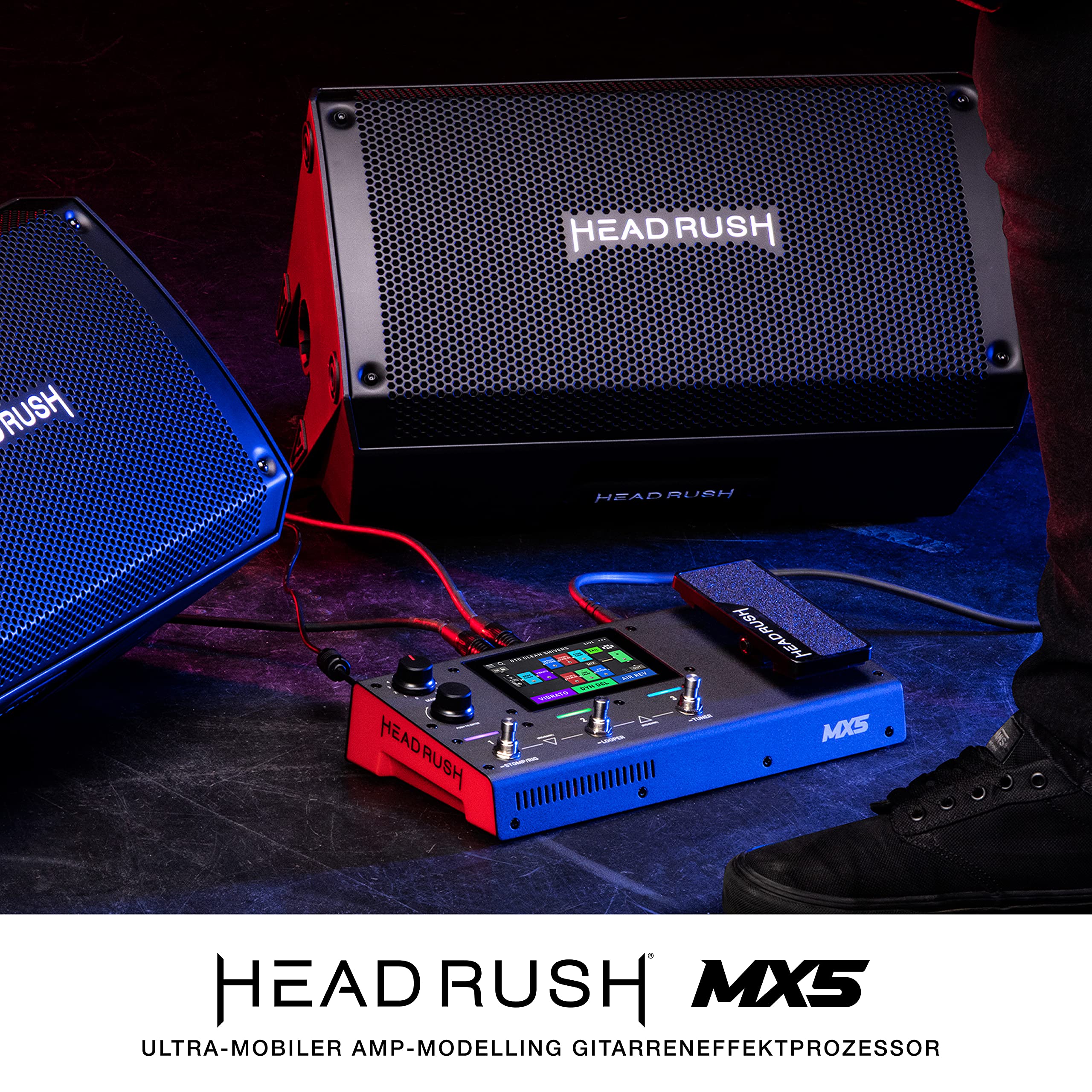 HeadRush MX5 – Multi Effektgerät Gitarrenverstärker/Pedalboard & FX Modeling Prozessor mit Touch Display, Expression Pedal, Looper & Audio Interface