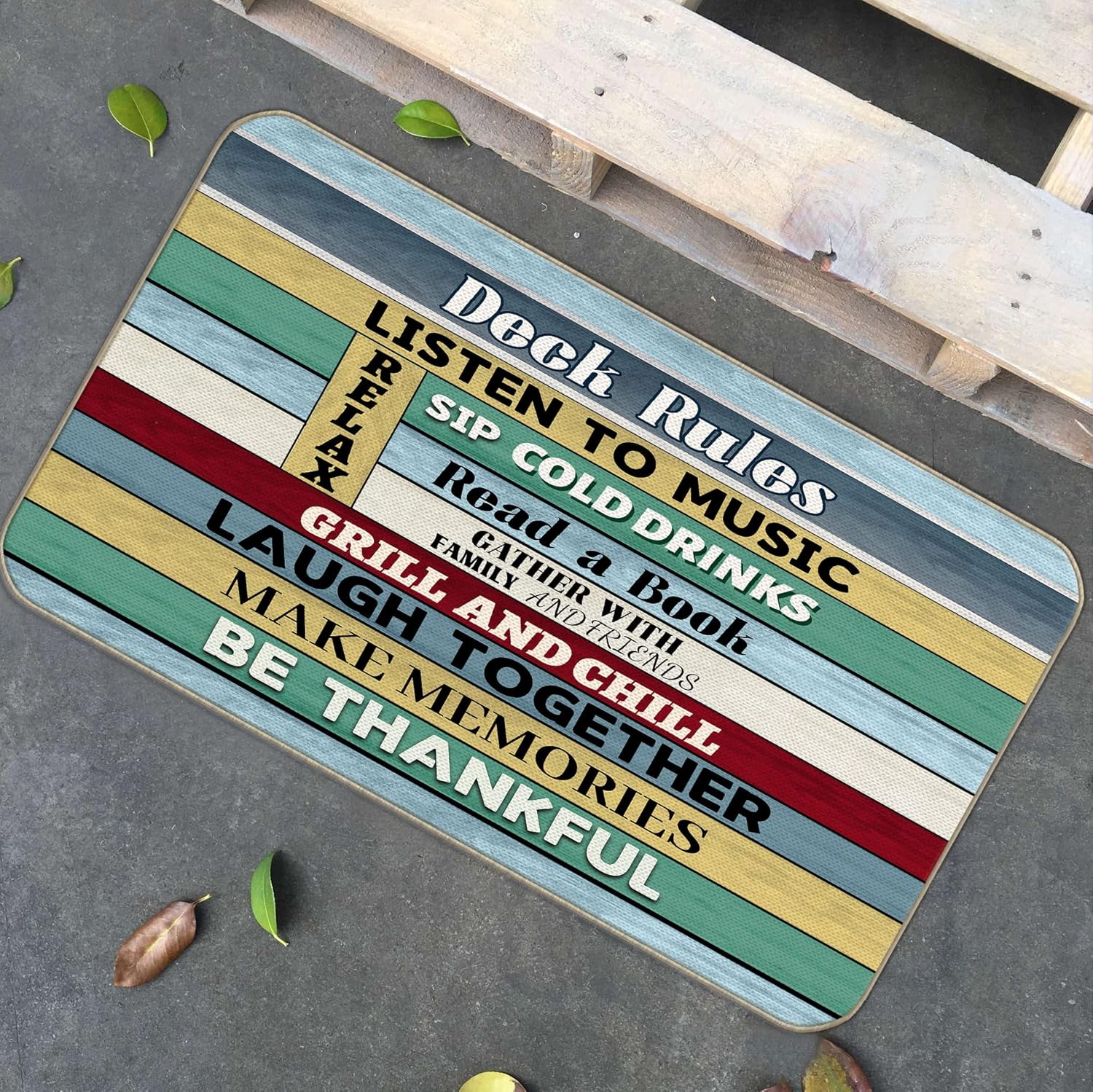 huester Rustic Deck Rules Door Mat,17"X30" Decorative Home Indoor Outdoor Front Porch Door Mat,Farmhouse Patio Yard Garden Porch Deck Welcome Mat Decor,Gifts for Housewarming