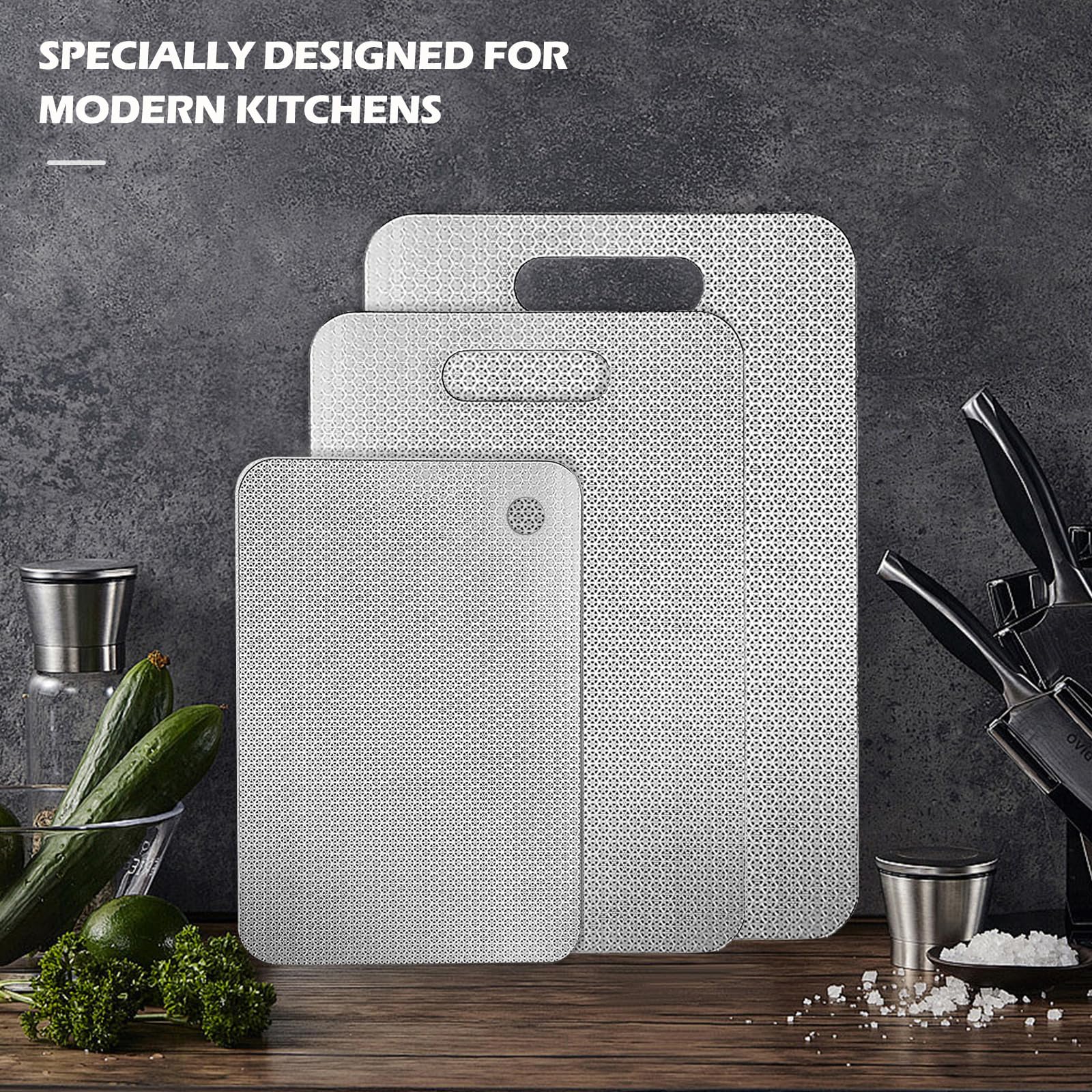 Tagliere in acciaio inox, spesso in metallo, adatto per alimenti, senza BPA, per la cucina, all'aperto, campeggio, escursionismo (39 x 28 cm