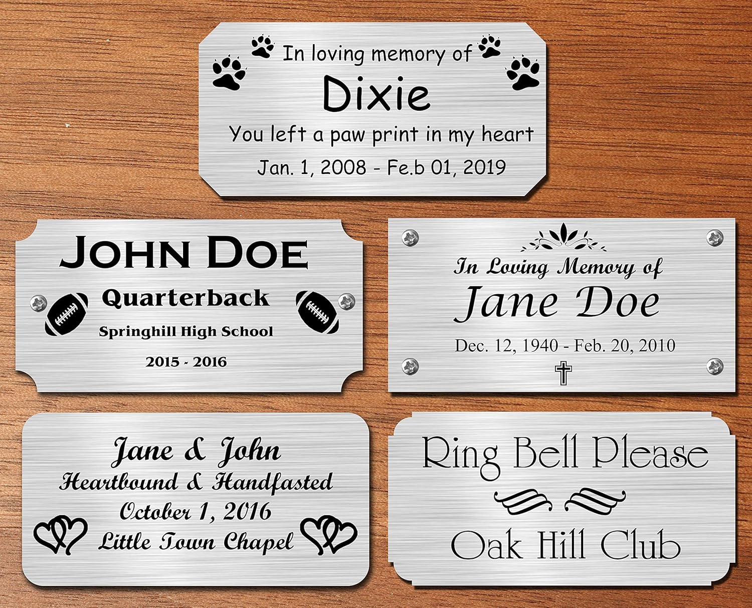 2" H x 4" W, Silver Finish Solid Copper Nameplate Personalized Custom Laser Engraved Label Art Tag for Frames Notched Square or Round Corners Made in USA