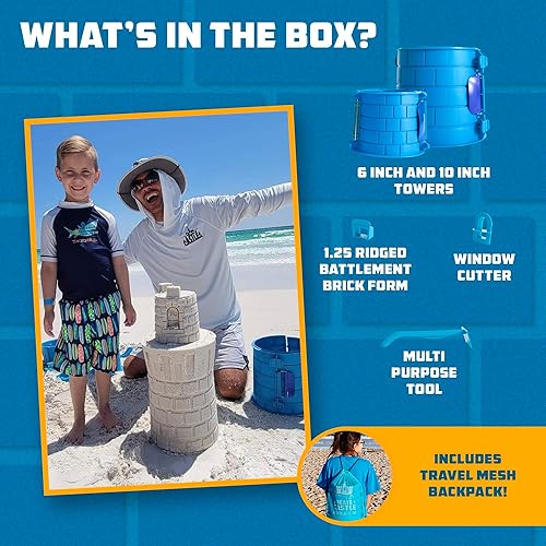 Miniatura 3 de Create A Castle Kit de castillo de arena como se ve en Shark Tank, juego de 4 piezas para playa al aire libre, nieve o caja de arena para niños y
