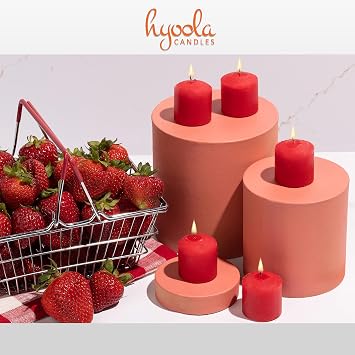 HYOOLA Scented Votive Candles - Strawberry Votive Candles -12 Hour Burn Time - 9 Pack - European Made