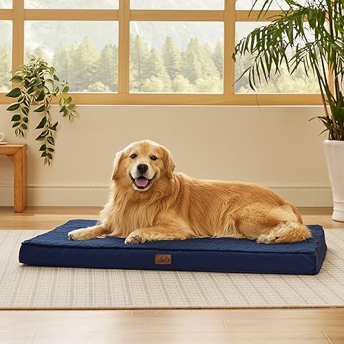 Miniatura 7 de Bedsure - Cama ortopédica extragrande para perros, impermeable, con funda extraíble lavable, tapete de espuma con forma de huevera para jaula, para