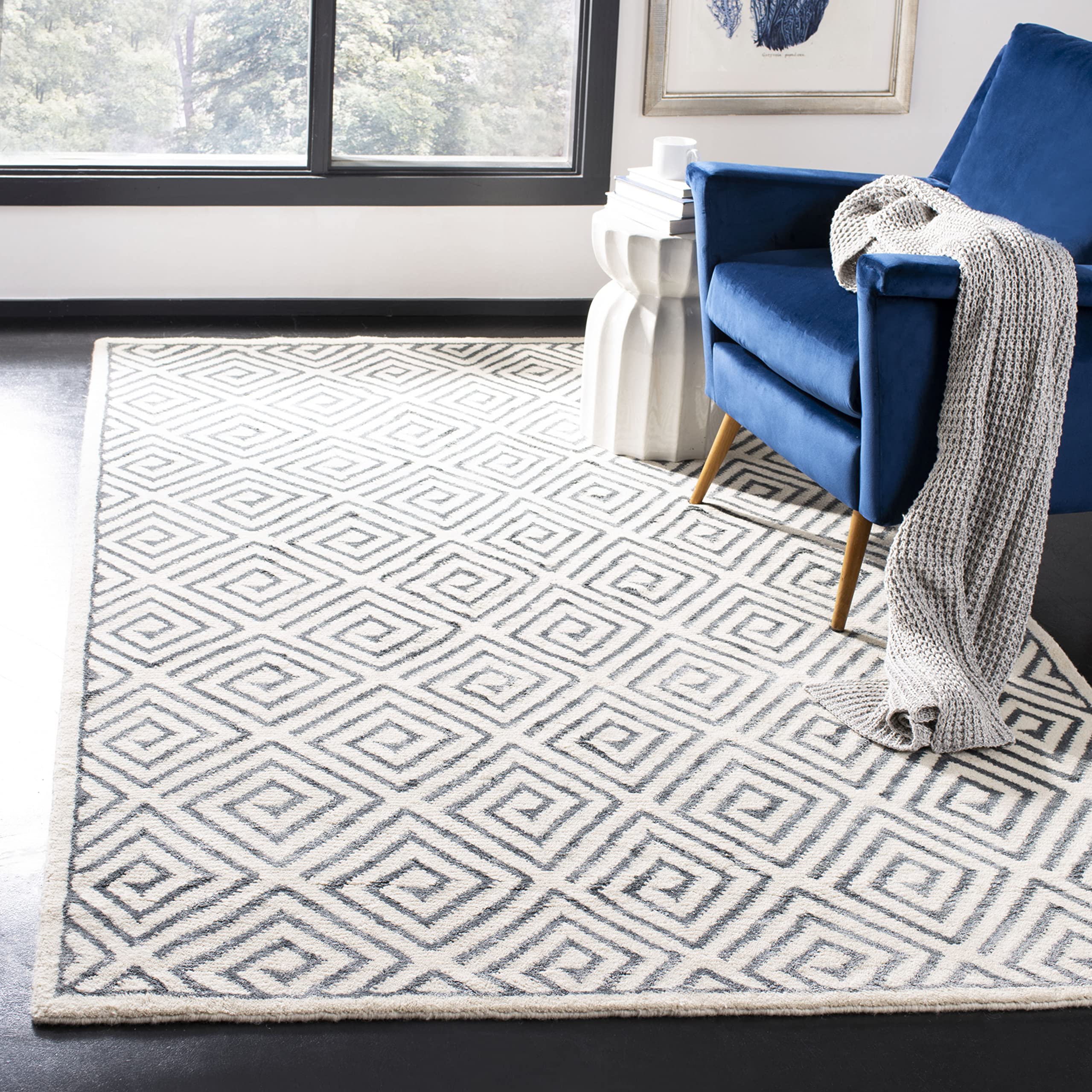 Tapis de chambre SAFAVIEH Mosaic haut de gamme beige et gris 152x244