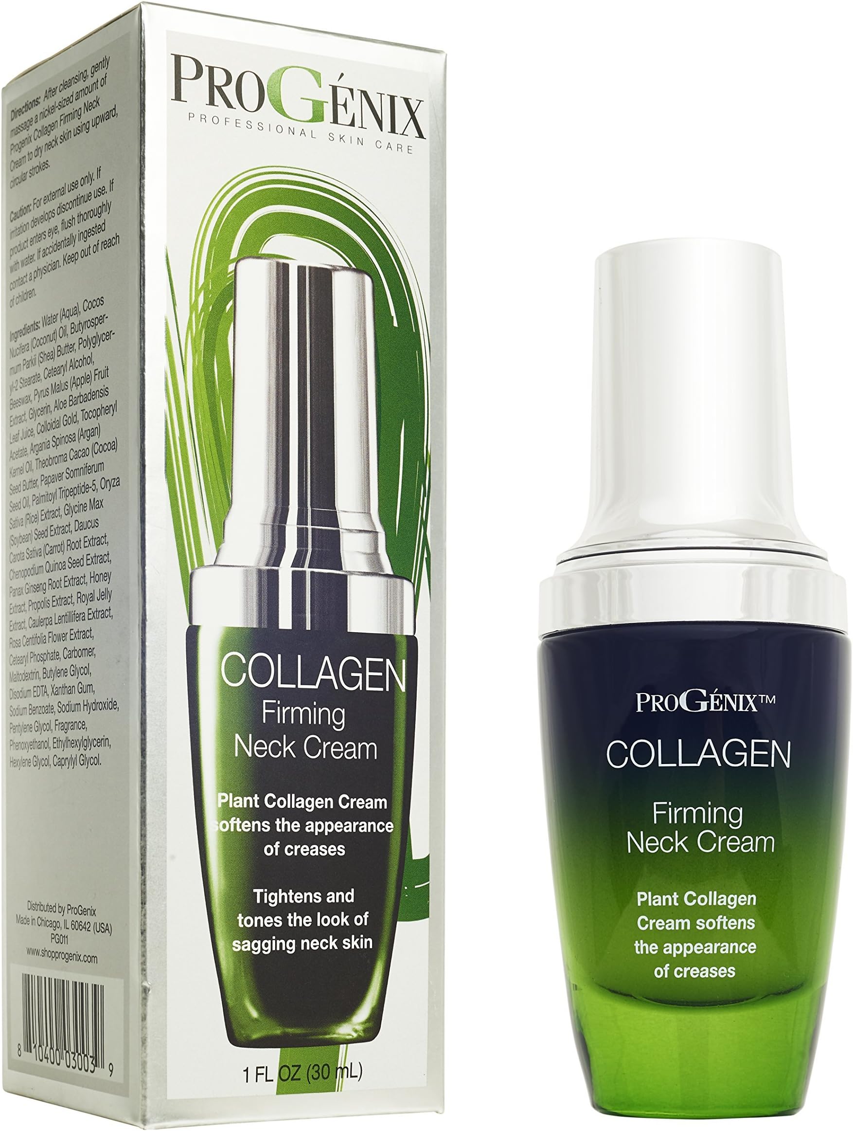 ProGenix Collagen Firming Neck Cream Skin Tightening Neck Cream with Collagen, Shea Butter, Poppy Oil, and Vitamin E. 1oz Bottle.