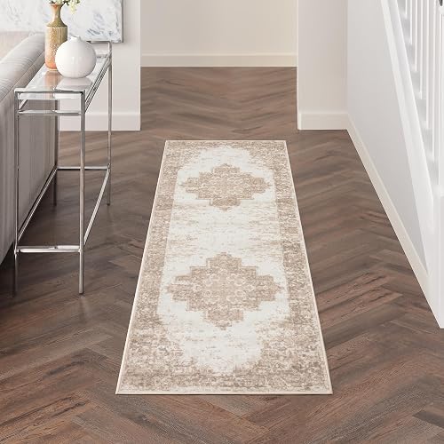 Home Grafix Ivory Beige 2'3" x 7'6" Area Rug -