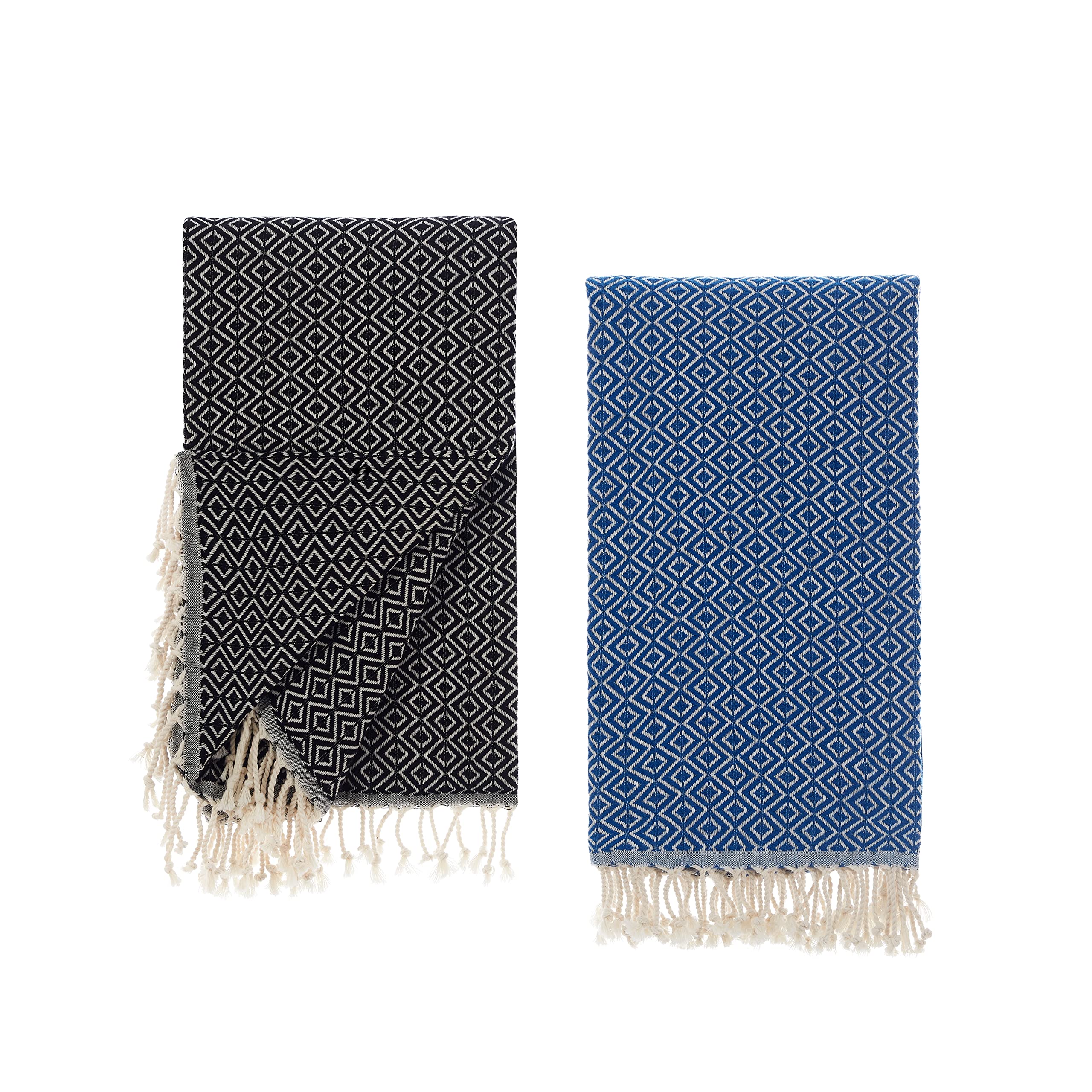 Tuiste Telo Mare Nero - Blu Navy, Asciugamani Mare Grande Antisabbia, Asciugamani Spiaggia, 2 Pezzi Telo Mare Spugna, Uomo E Donna Telo Cotone Mare, Telo Mare Sottile Da Viaggio, 100x180cm
