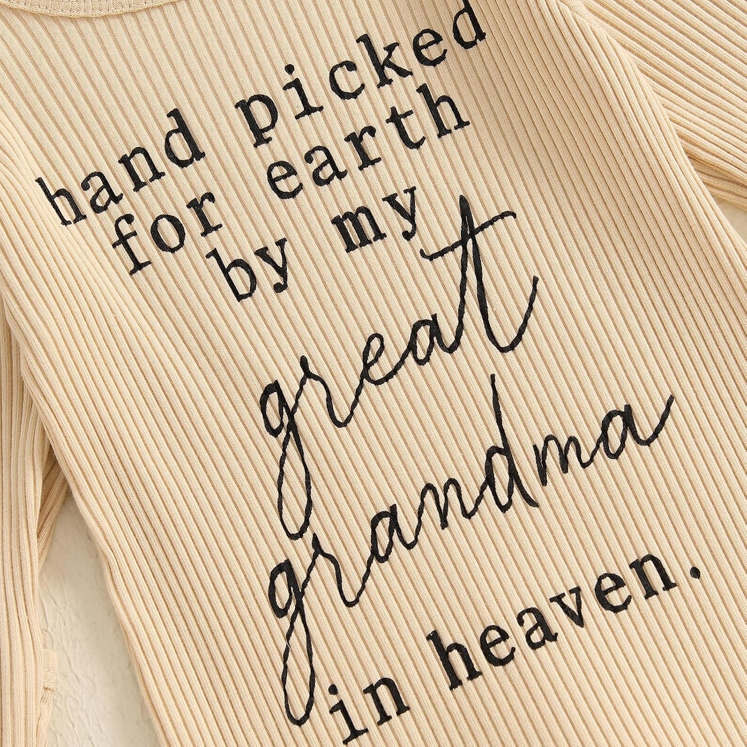 SAYOO Hand Picked For Earth By My Great Grandma Grandpa In Heaven Bodysuit Romper Newborn Baby Ribbed Jumpsuit Coveralls