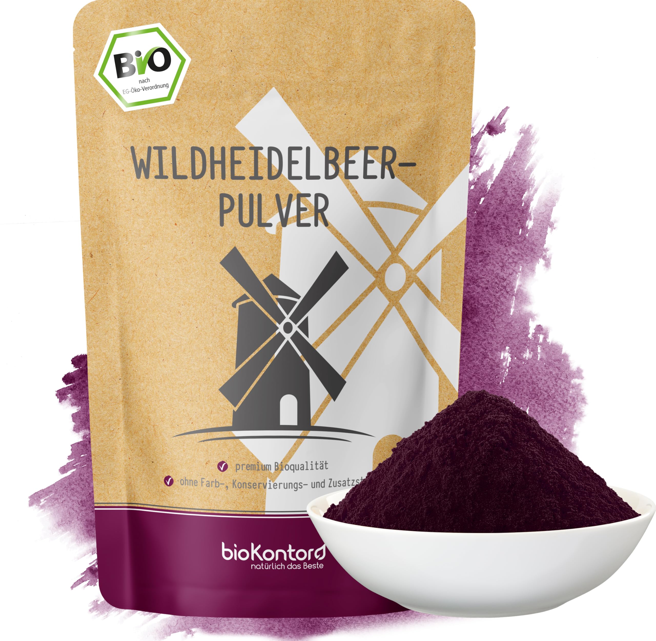 Wilde Heidelbeere bio Pulver - gefriergetrocknetes Wildheidelbeerpulver bio - EU-Landwirtschaft - Vaccinium Myrtillus - ohne Zusätze (100 g)