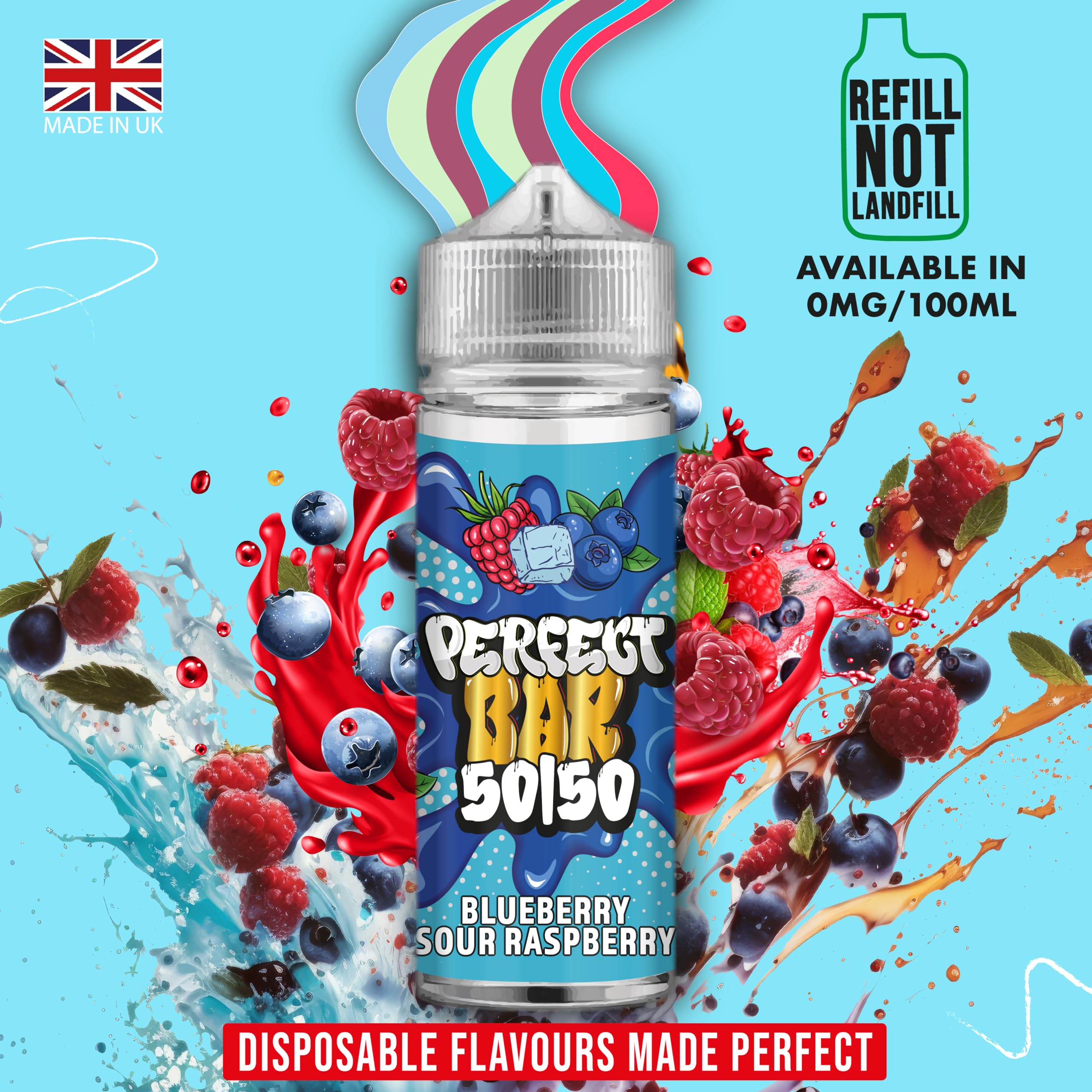 BLUEBERRY SOUR RASPBERRY - PERFECT BAR 50/50 Disposable Style Juice | Best  Premium e Liquid |