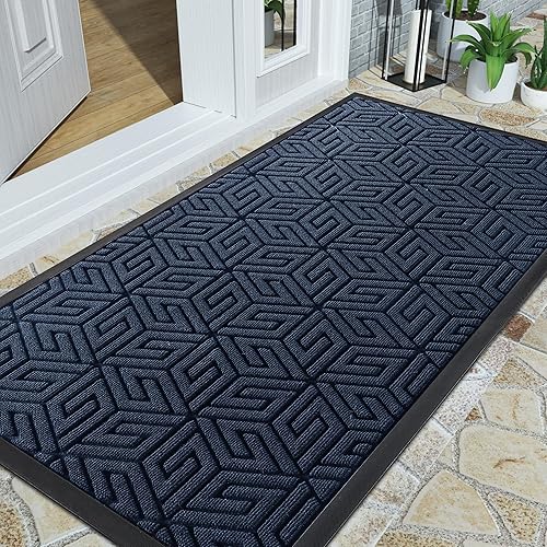 Miniatura 10 de Yimobra Tapete duradero para puerta delantera, tapete resistente para interiores y exteriores, tapete de goma antideslizante para entrada, fácil de