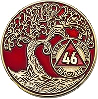 Vista 277 de Medallón AA de 5 años – Árbol de la Vida trenzado chapado en oro AA Chip de recuperación – morado