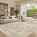 Madane 8x10 Area Rugs for Living Room, Machine Washable Vintage Natural Rug with Non-Slip Backing, Soft Large Throw Rug, Thin Carpet for Bedroom Dining Room Farmhouse (8 x 10, Beige/Brown)