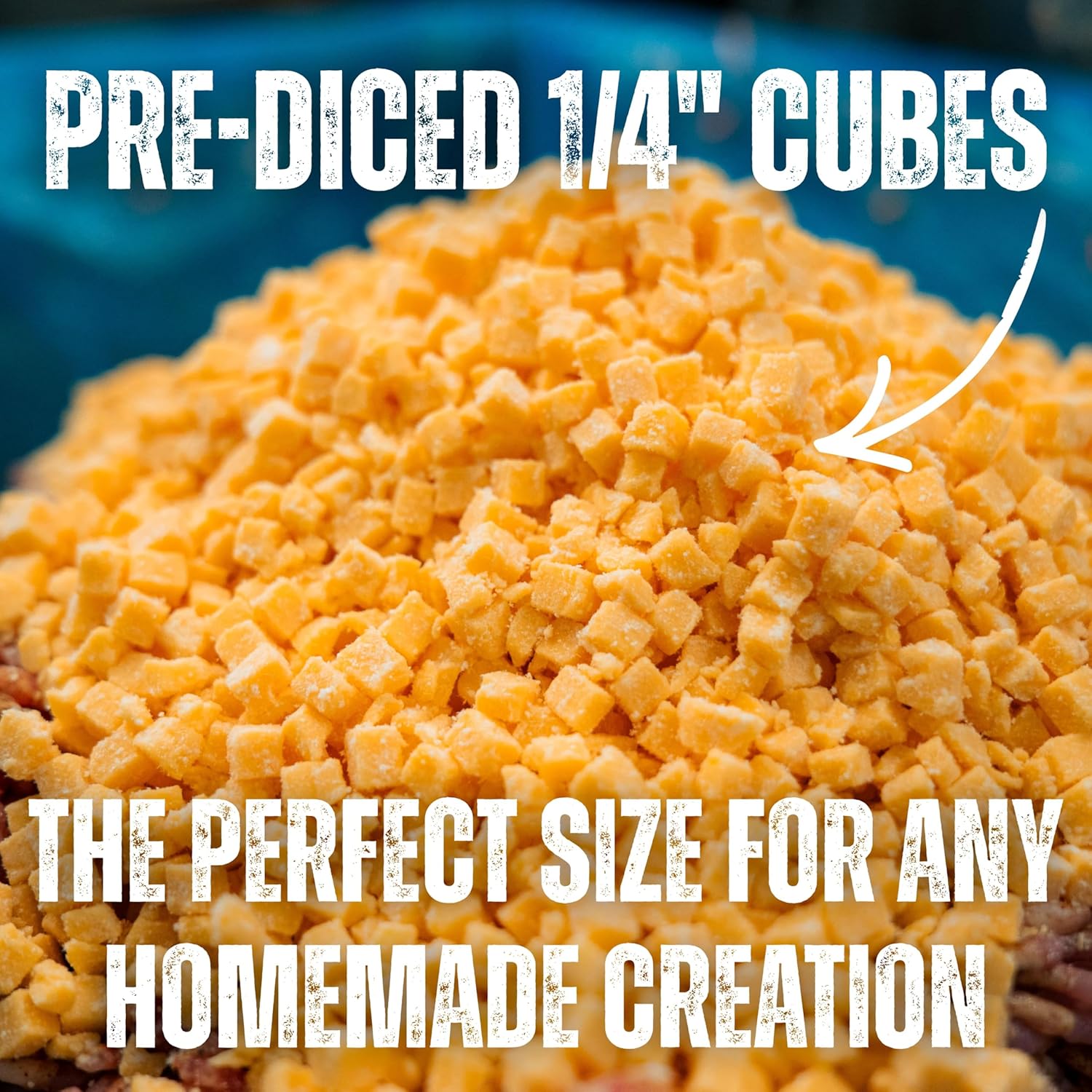 Bearded Butchers High-Temp Cheddar Cheese, Pack of 2 (2.5 lb Bags) – 5 lbs Total, Shelf-Stable 1/4-Inch Cubes for Up to 25 lbs of Meat Per Bag, 400°F High-Temperature Cheese – Perfect for Sausages, Brats, Snack Sticks, Burgers, and More