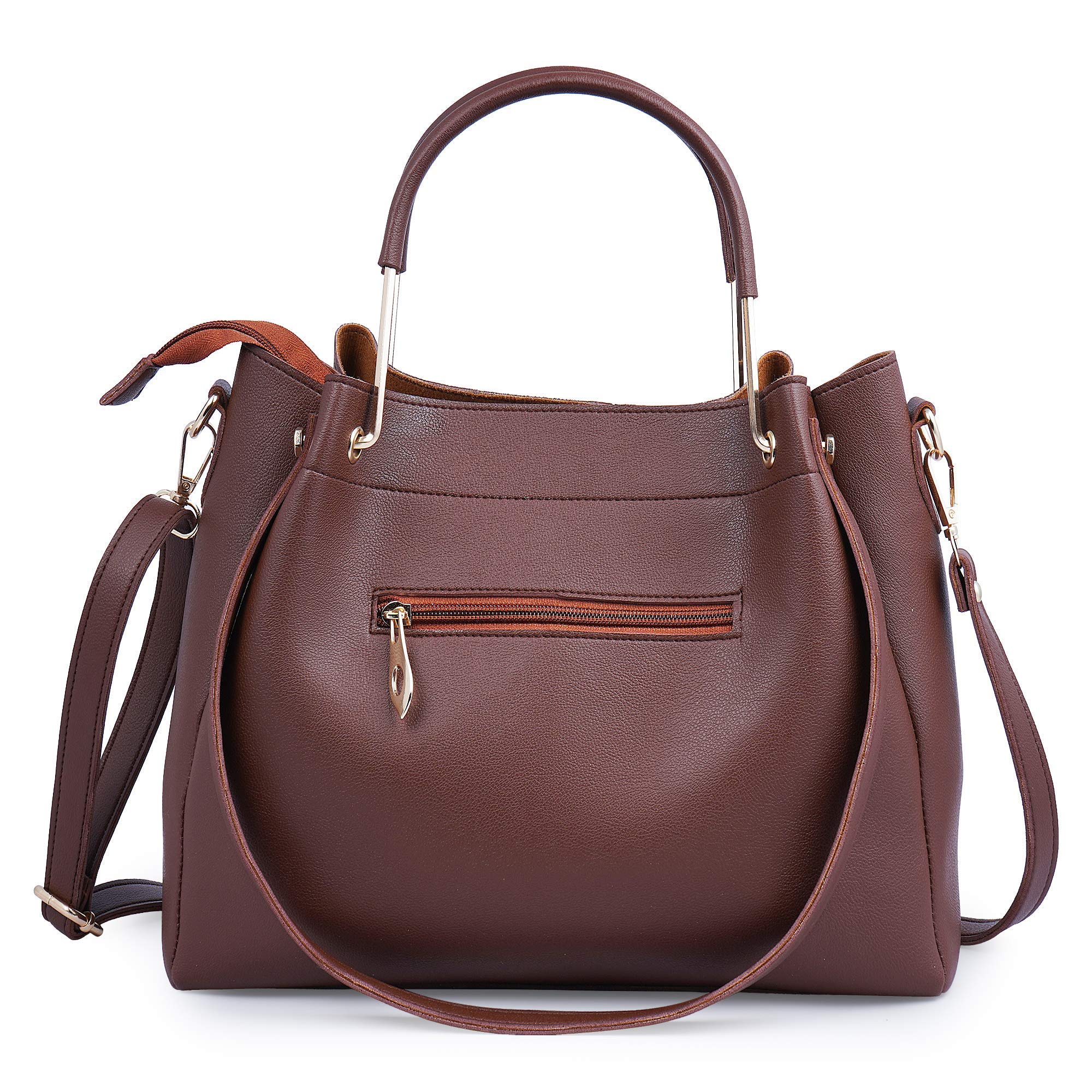 Fiesto Fashion Women's PU Leather Handbags with Sling Bag Large Shoulder Tote Purse Top Handle Satchel (Combo of 3, Brown) 2