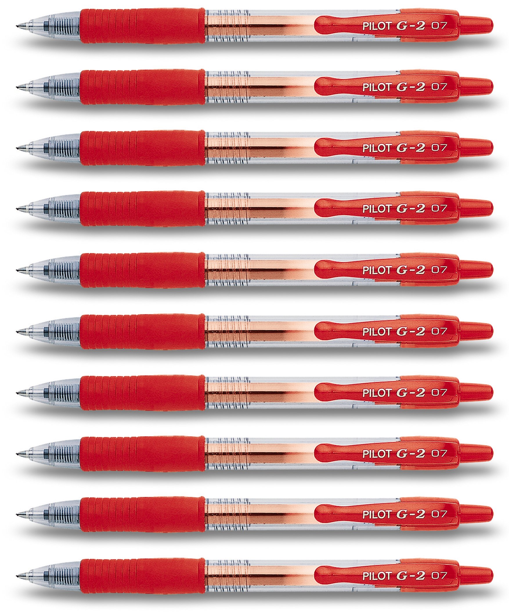 Pilot G2 - Bolígrafo de gel retráctil (10 unidades), color rojo