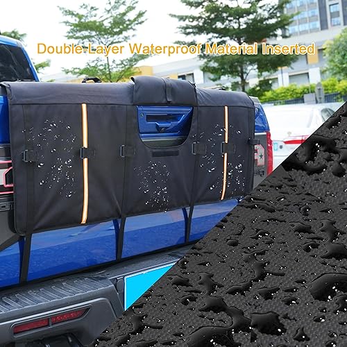 Miniatura 4 de Amooca Almohadilla de protección para portón trasero para bicicletas de montaña, camioneta, con 3 bolsillos para herramientas, 52 pulgadas de ancho