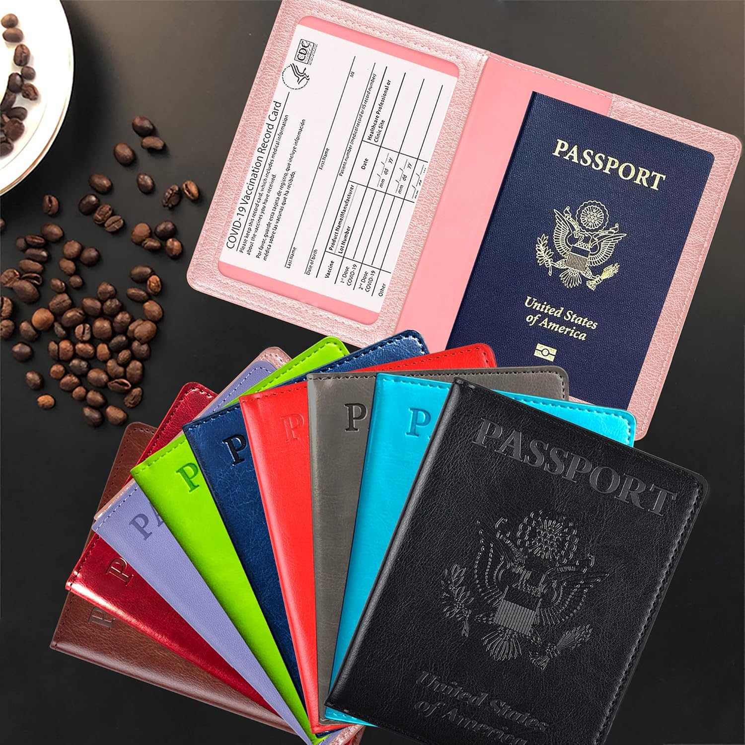 Doulove Passport and Vaccine Card Holder Combo, Passport Holder with Vaccination Card Slot, Pu Leather Passport Holder Passport Case Passport Cover for Women Men Green : Clothing, Shoes & Jewelry