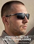 ATTCL Sports Lunettes de soleil polarisés Hommes pour la conduite en cours de pêche Golf - UV Protection Lunettes de soleil Cadre en métal 8177 gris noir pour homme