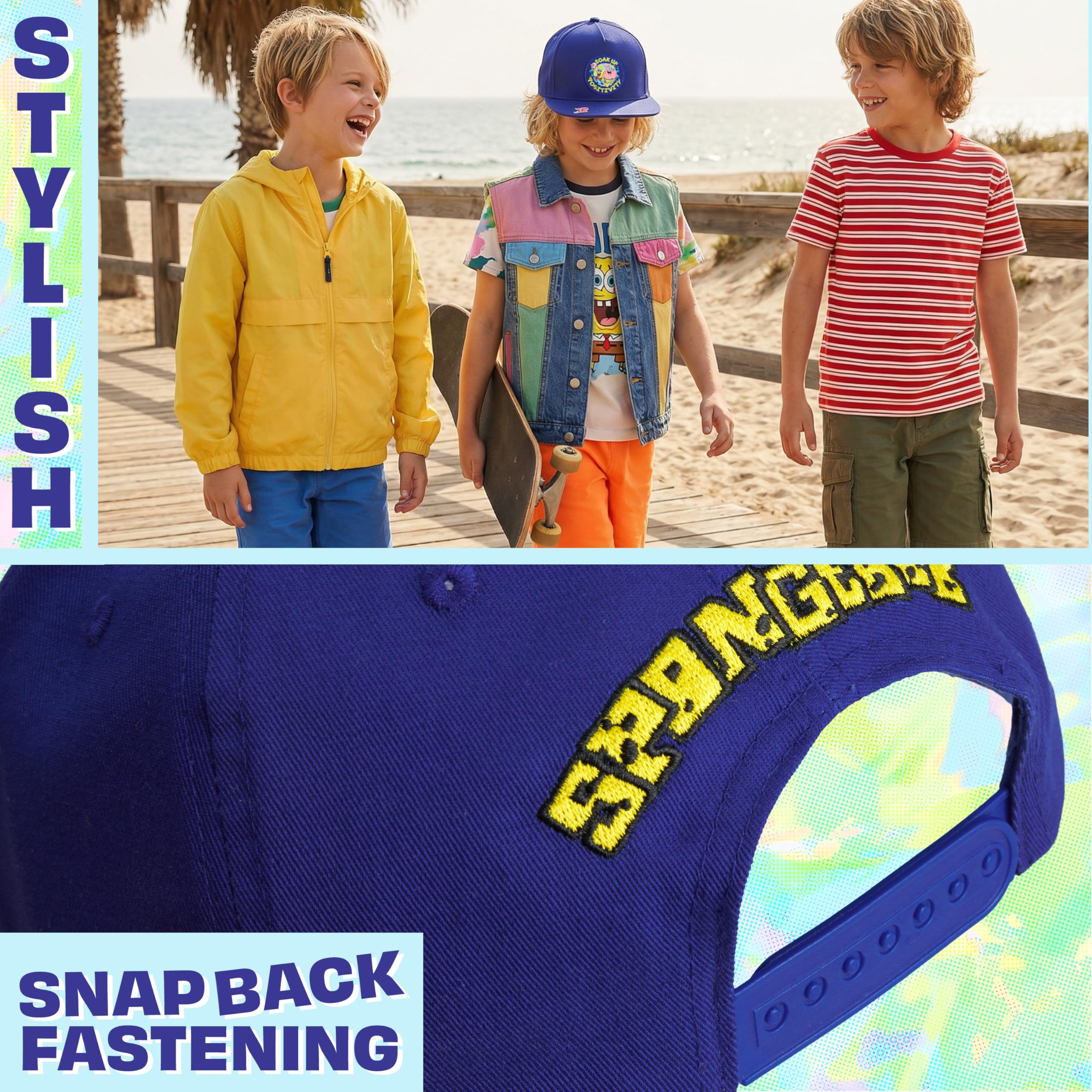 Spongebob Squarepants Cappello Baseball Occhiali da Sole Bambino Set Protezione UV 100% Blu