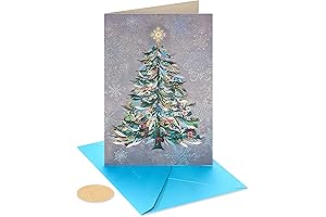 Papyrus Christmas Cards Boxed with Envelopes: Joyful Holiday, Festive Christmas Tree