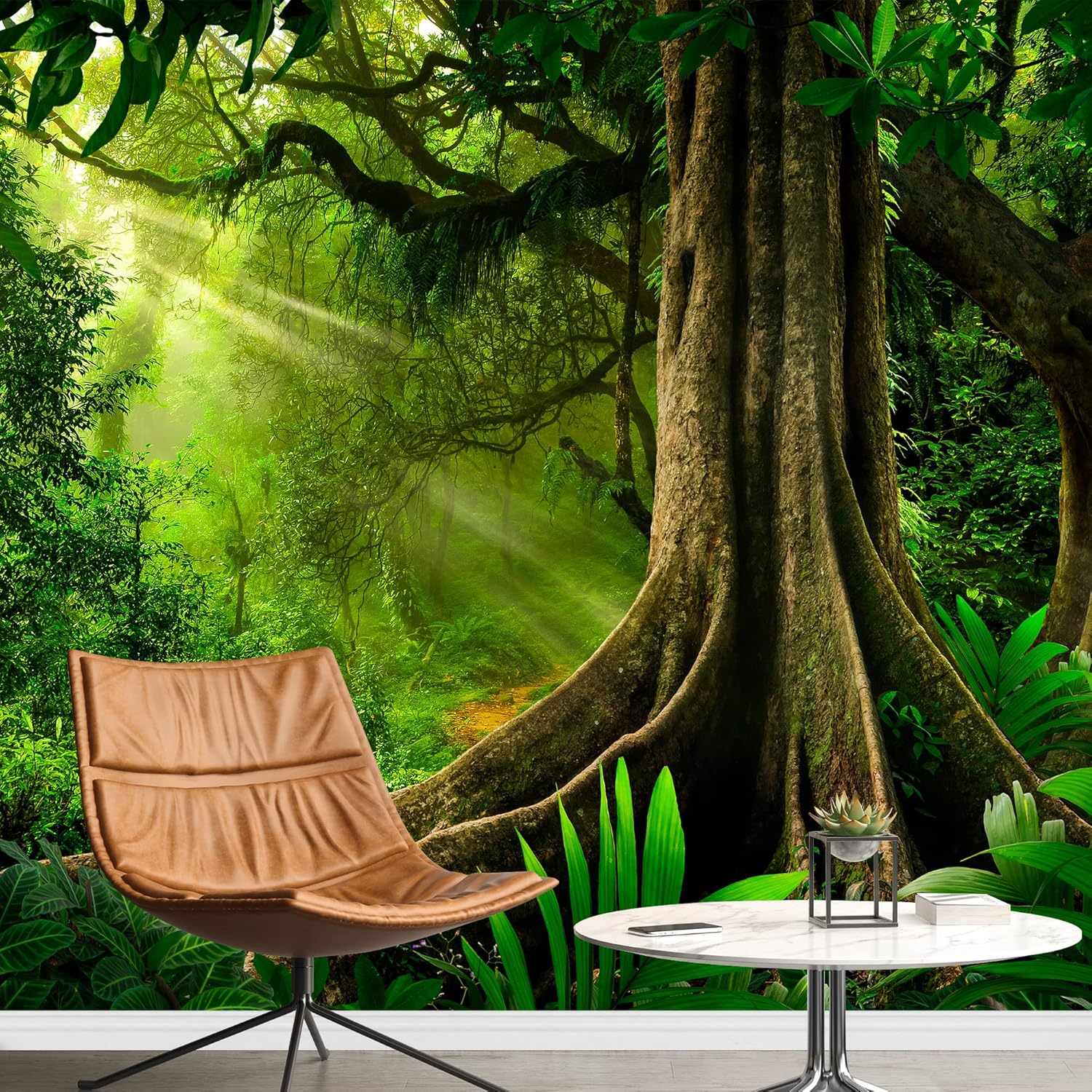 SIGNWIN Wall Mural Forest Removable Self-Adhesive Wallpaper Wall Decoration for Bedroom Living Room - 66x96 inches