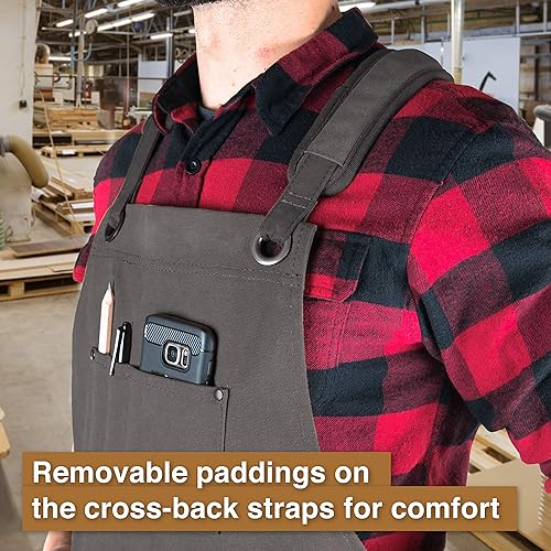 Miniatura 4 de Hudson Durable Goods - Delantal de lona encerada de alta resistencia, ajustable hasta XXL para hombres y mujeres