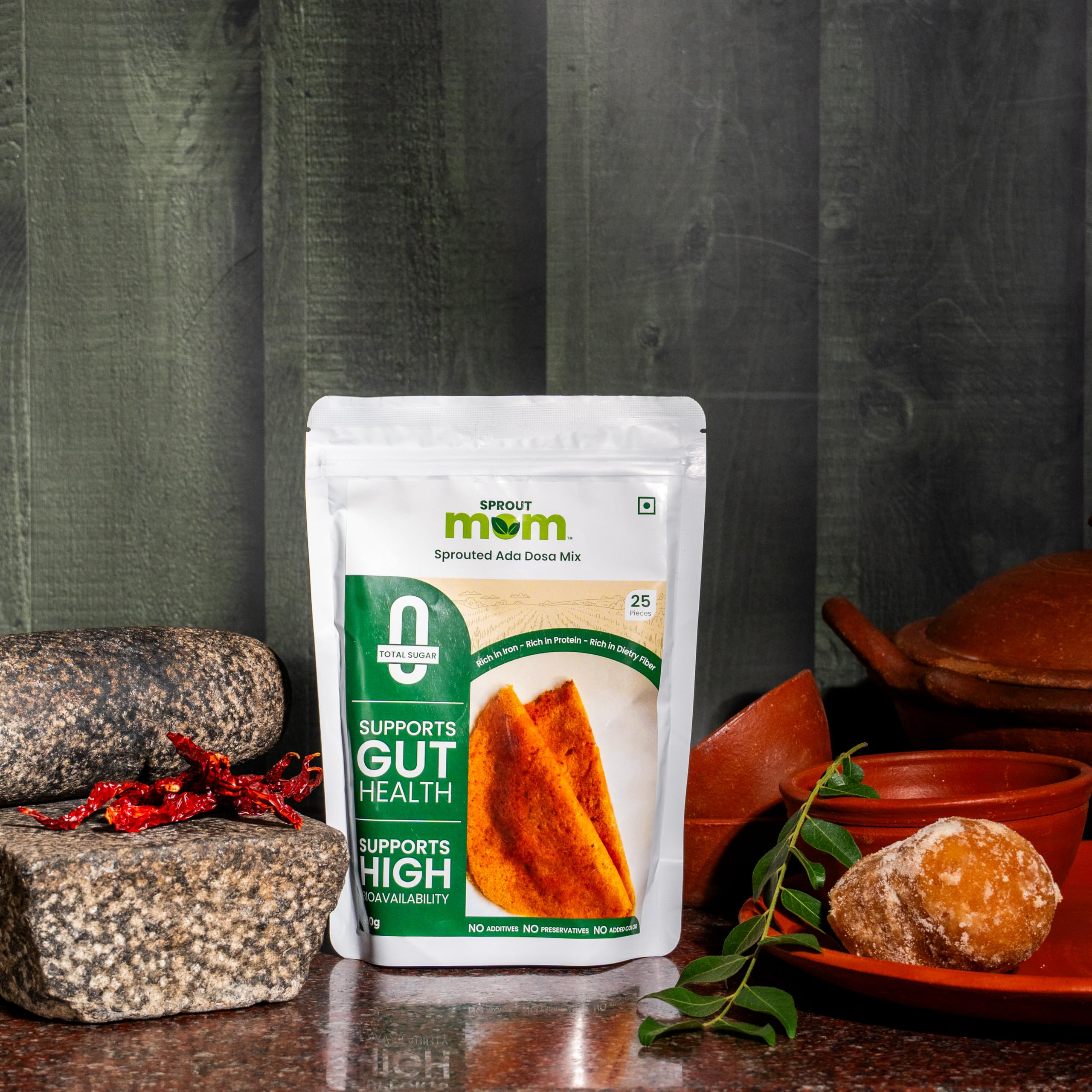 Sprouted Ada Dosa Mix | 100% Sprouted Lentils.| Zero Sugar | Gut Health Friendly| High Protein, Iron & Fiber | No bloating (Pack of 1) - Image 4 thumbnail