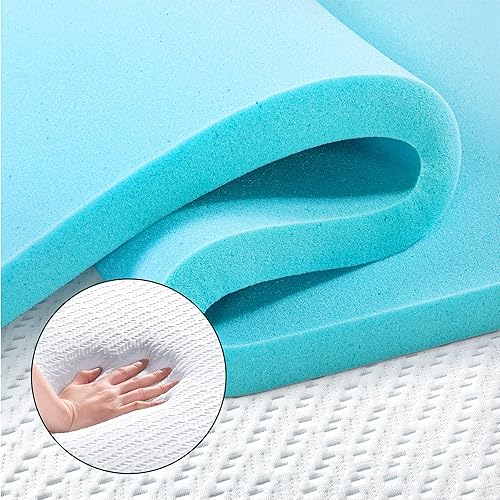 Miniatura 8 de Zinus - Cubrecolchón de espuma viscoelástica con gel de enfriamiento de 2 pulgadas y funda de enfriamiento, con certificado CertiPUR-US, tamaño