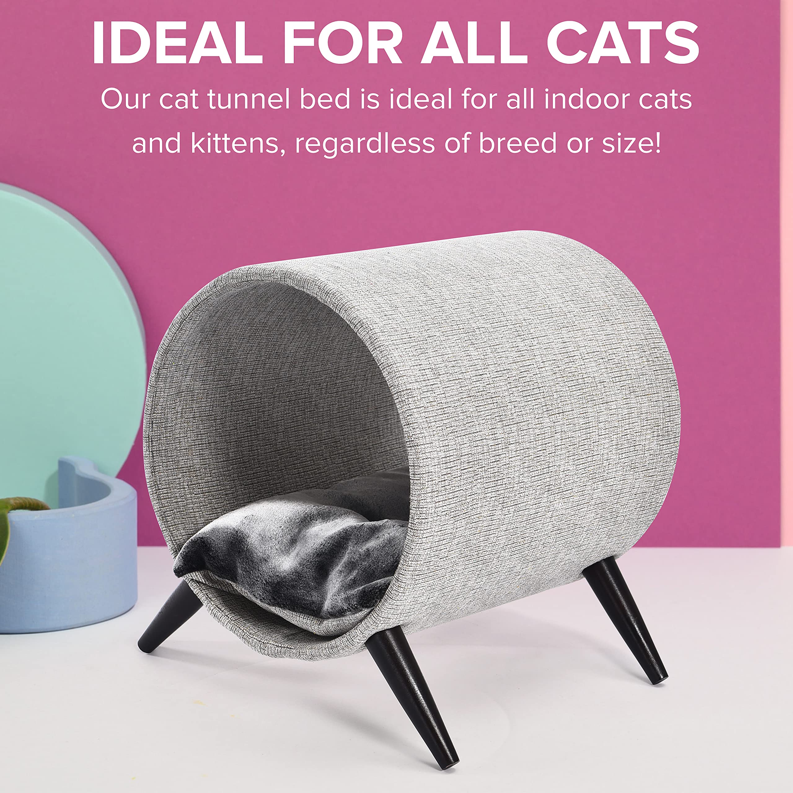 Buy Cat Craft Tunnel Bed with Wooden Legs Elevated Cat Tunnel