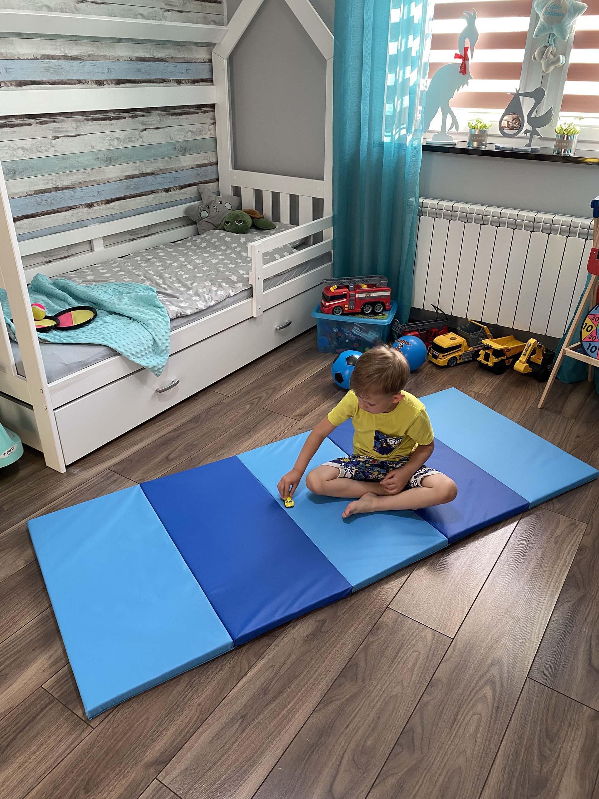 PLUFSIG Colchoneta de gimnasia plegable, 78x185 cm (Azul)