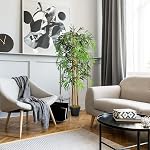 Arbre en Bambou Artificiel Outsunny 5FT, Plante Fausse avec 1095 Feuilles, Plante Verdure en Pot de Pépinière pour Intérieur, Vert