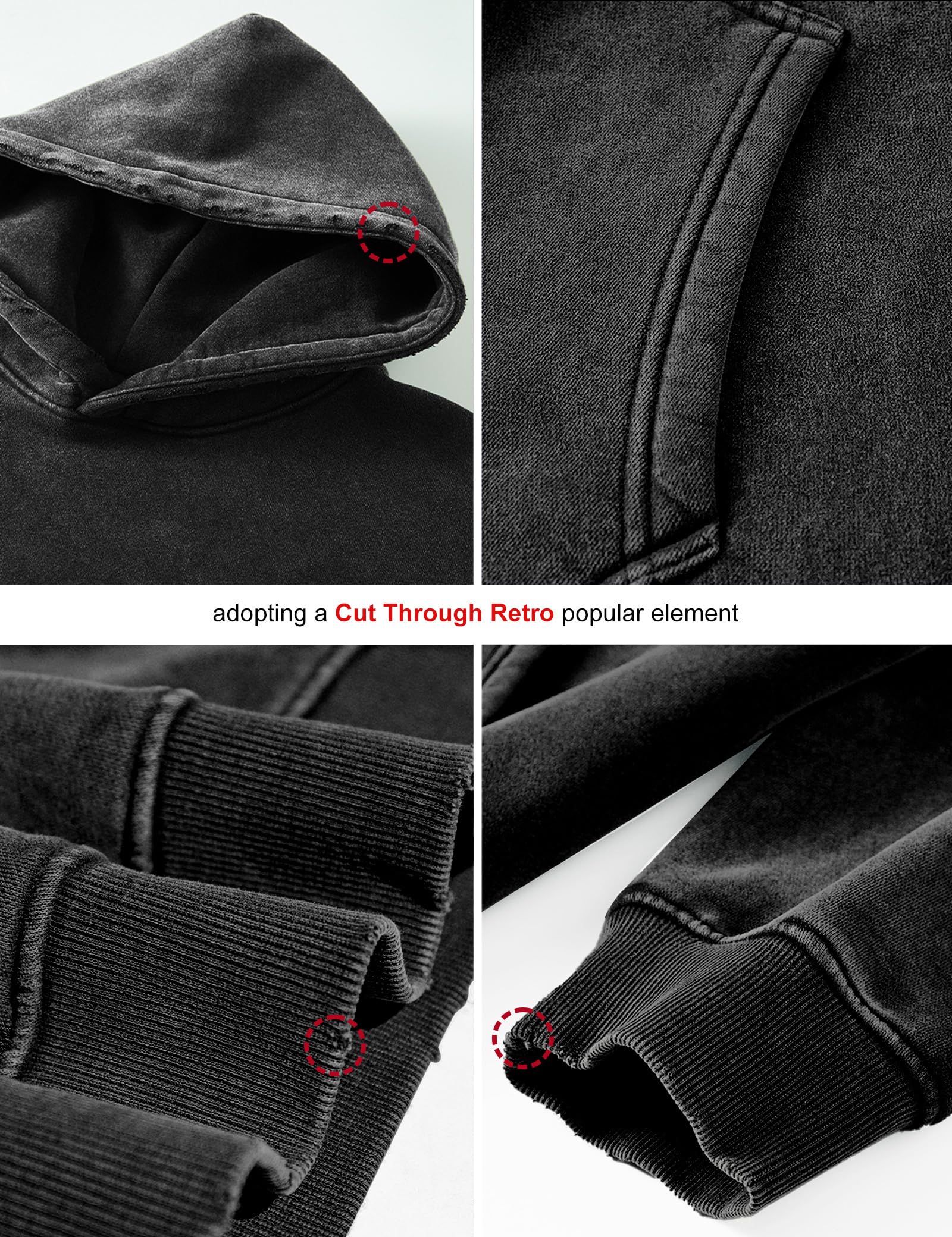 FAIABLE Felpa con cappuccio da uomo oversize in pile felpato con cappuccio retrò pesante felpa con cappuccio per uomo coppie invernali
