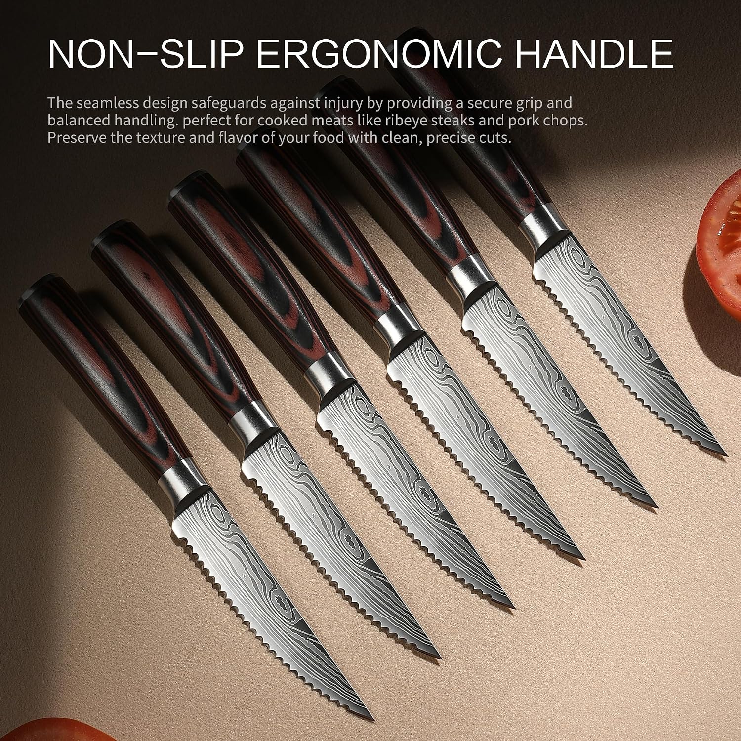 Steak Knife Set | Gift-Ready 6-Piece Kitchen Steak Knife Set with Orange Box — Serrated Edges for Clean Slices — Perfect for Couples, Dinner Parties, Holiday & Wedding Gifts