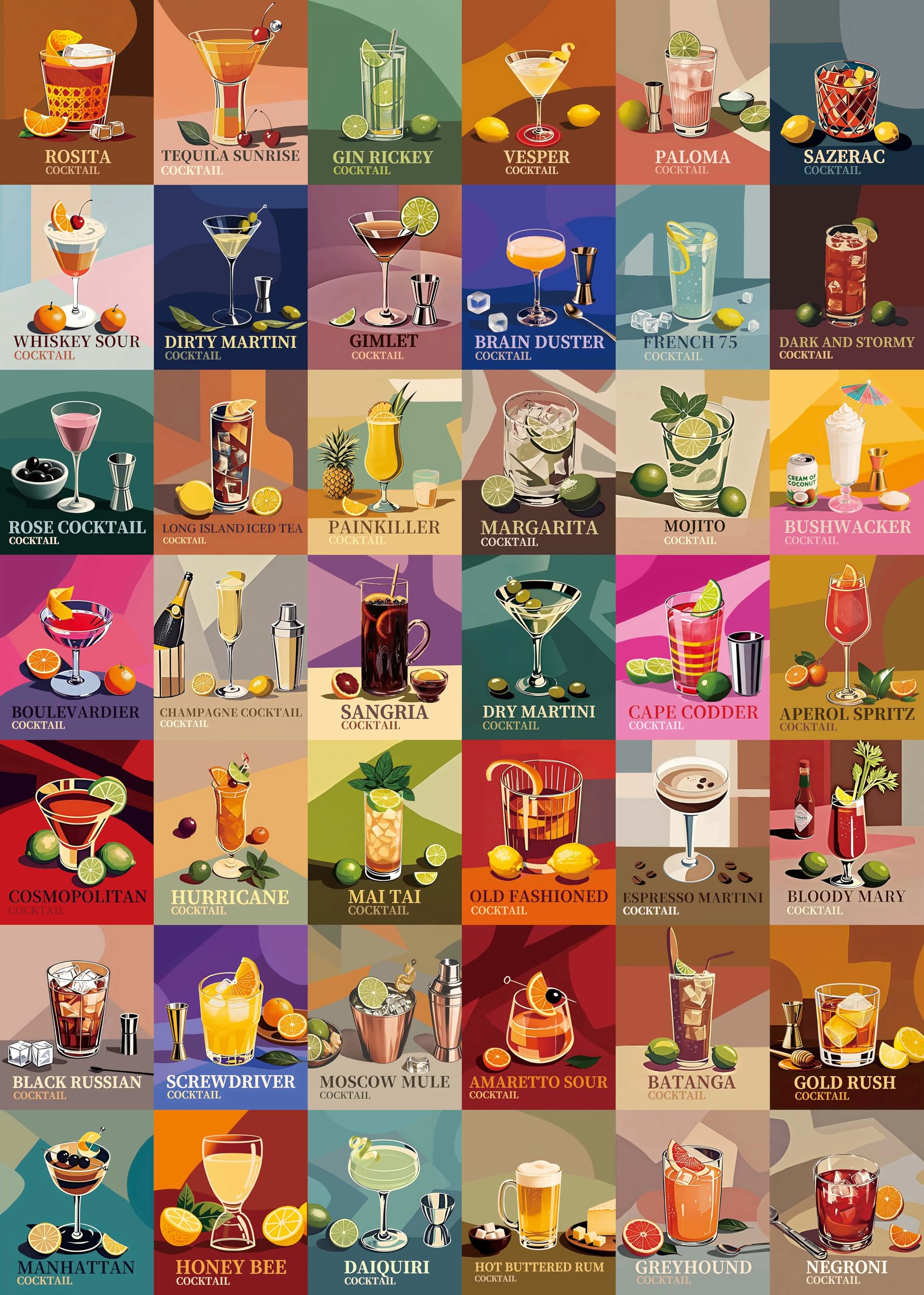 Cocktail Puzzle 1000 Teile Erwachsene, Unique Cocktails Jigsaw Puzzle Erwachsene 1000 Teile, Impossible Klassische Puzzles für Geschenk und Home Decoration (70 × 50 cm)
