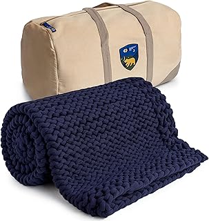 Cooling Handmade Chunky Knit Weighted Blanket 15 Pounds, 100% Cotton No Fillers, Breathable, Soft & Calming, All-Season Ev...